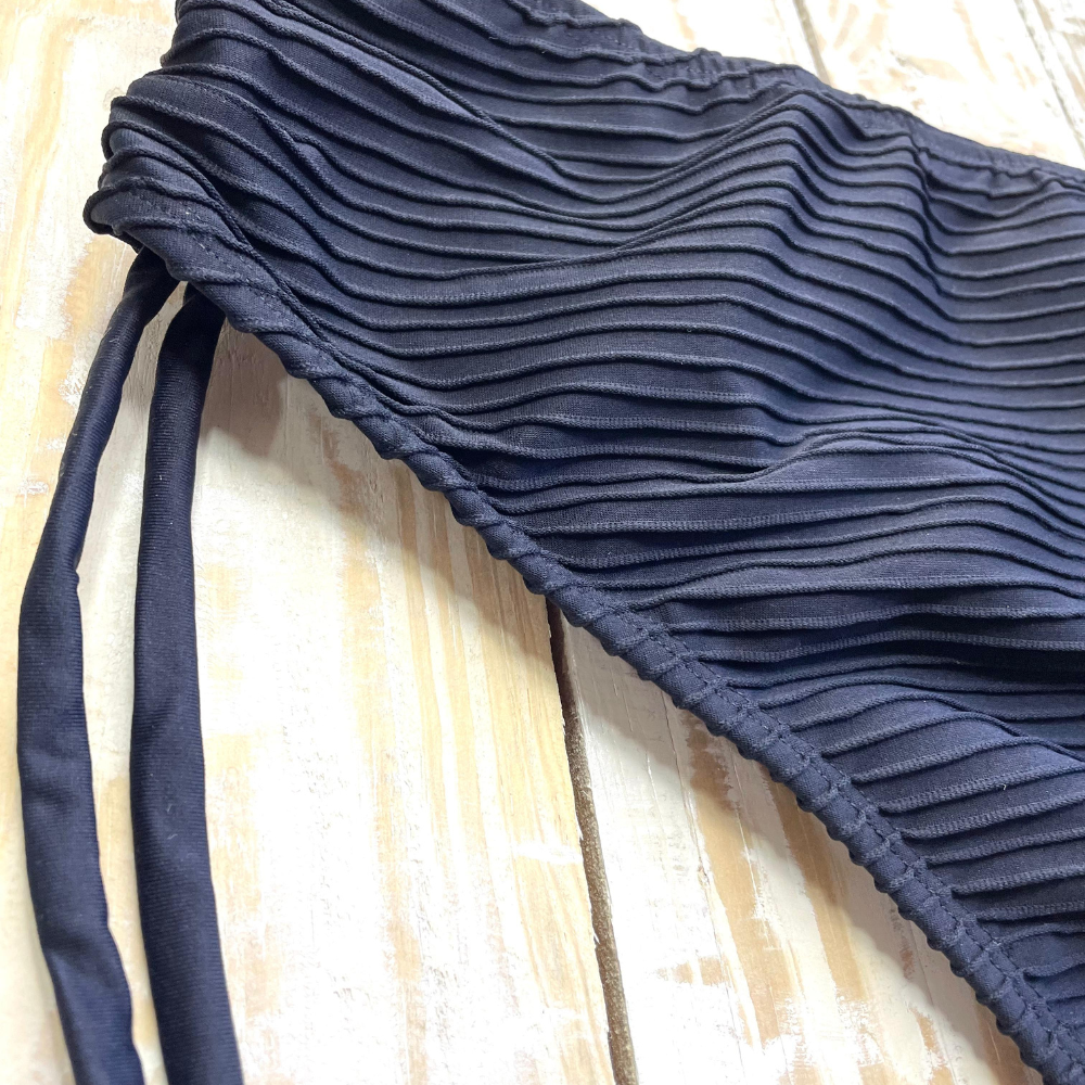 Bottom Bikini Plus Size Thong Tiras Textured Black