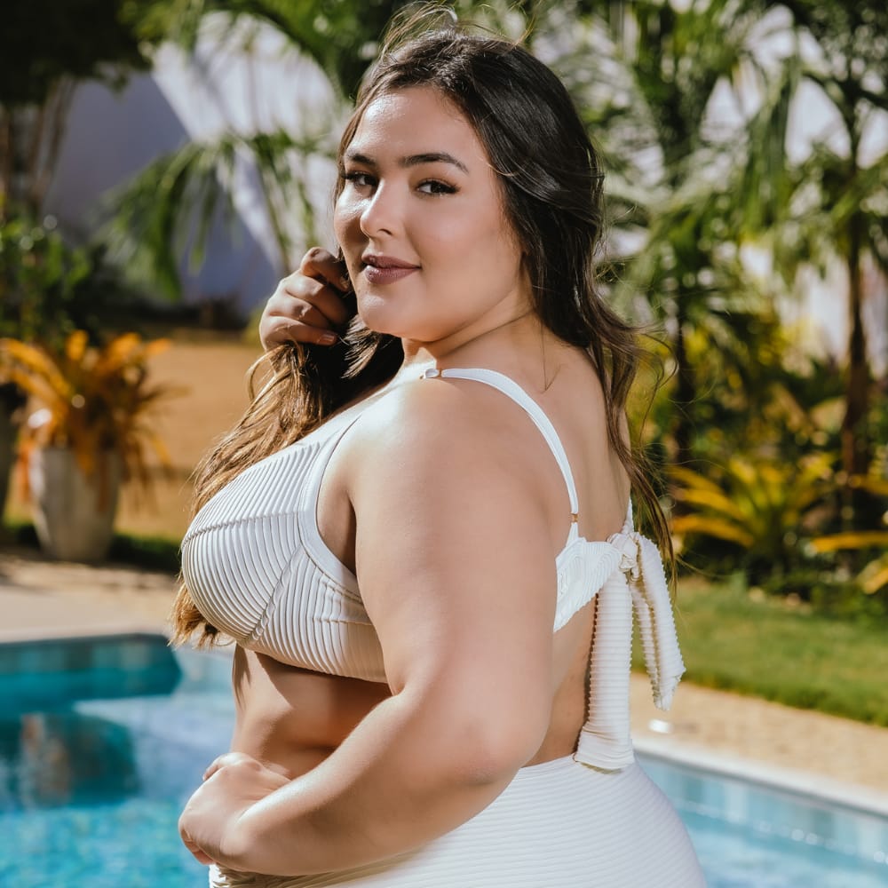 Plussize Ivory Textured Underwire Bikini Set