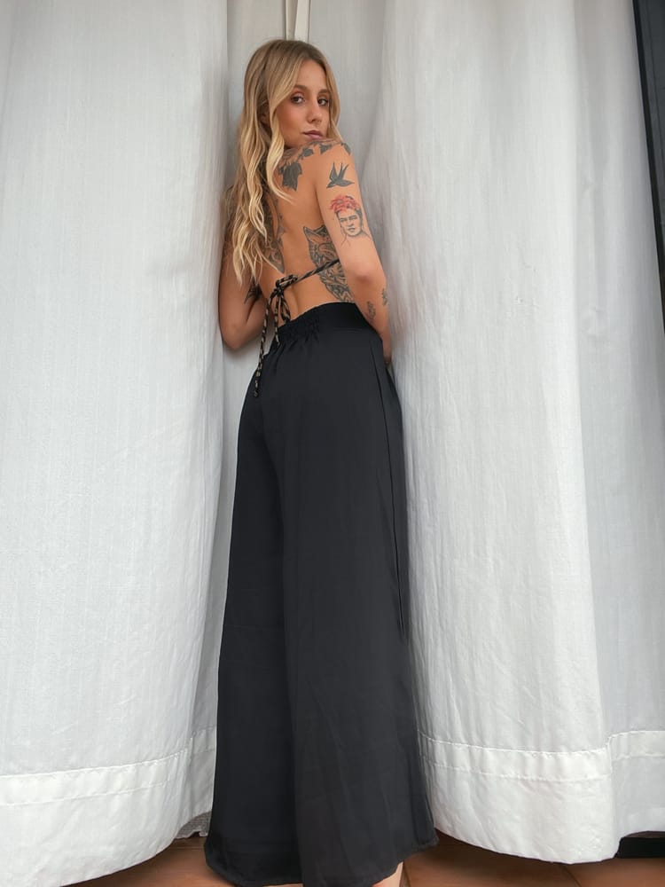 Luna Black Wide Leg Pants