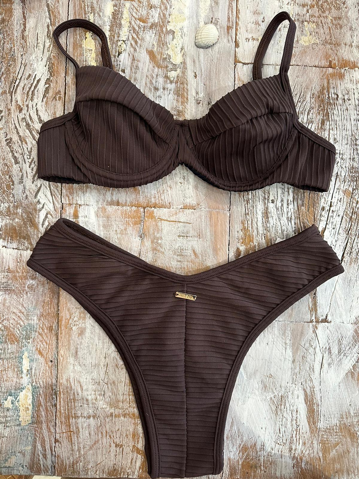 Bottom Bikini Hang Glider Bias Brown Textured