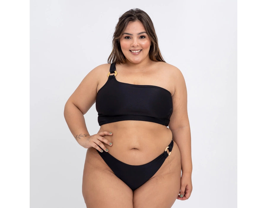 Bikini Um Ombro Só Black Plus Size
