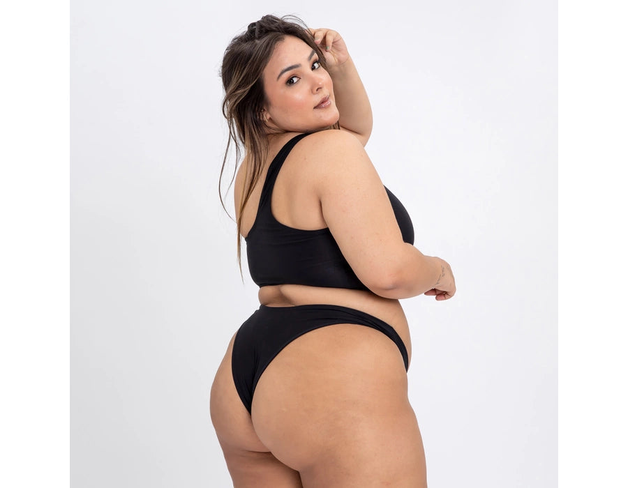 Bikini Um Ombro Só Black Plus Size