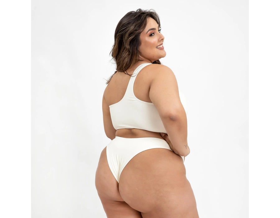 Bikini Um Ombro Só Off-White White Plus Size