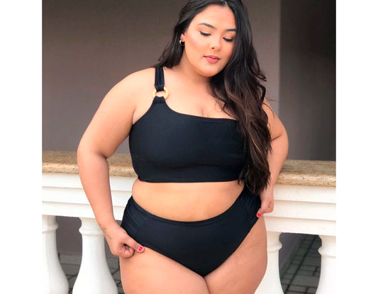 Bikini Um Ombro Só Black Plus Size