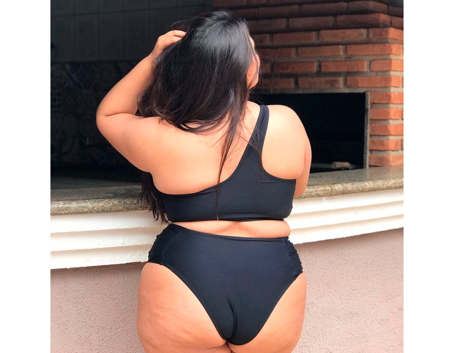 Bikini Um Ombro Só Black Plus Size