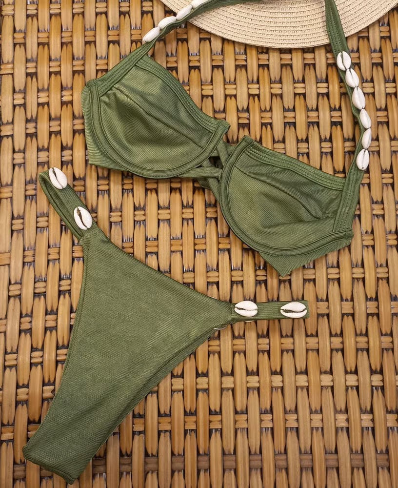 Olive Shell Underwire Bikini Set