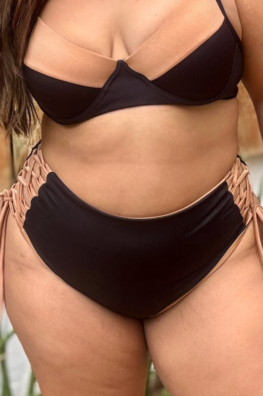 Bottom Retro Dupla Face Tiras Laterais Naomi Plus Size