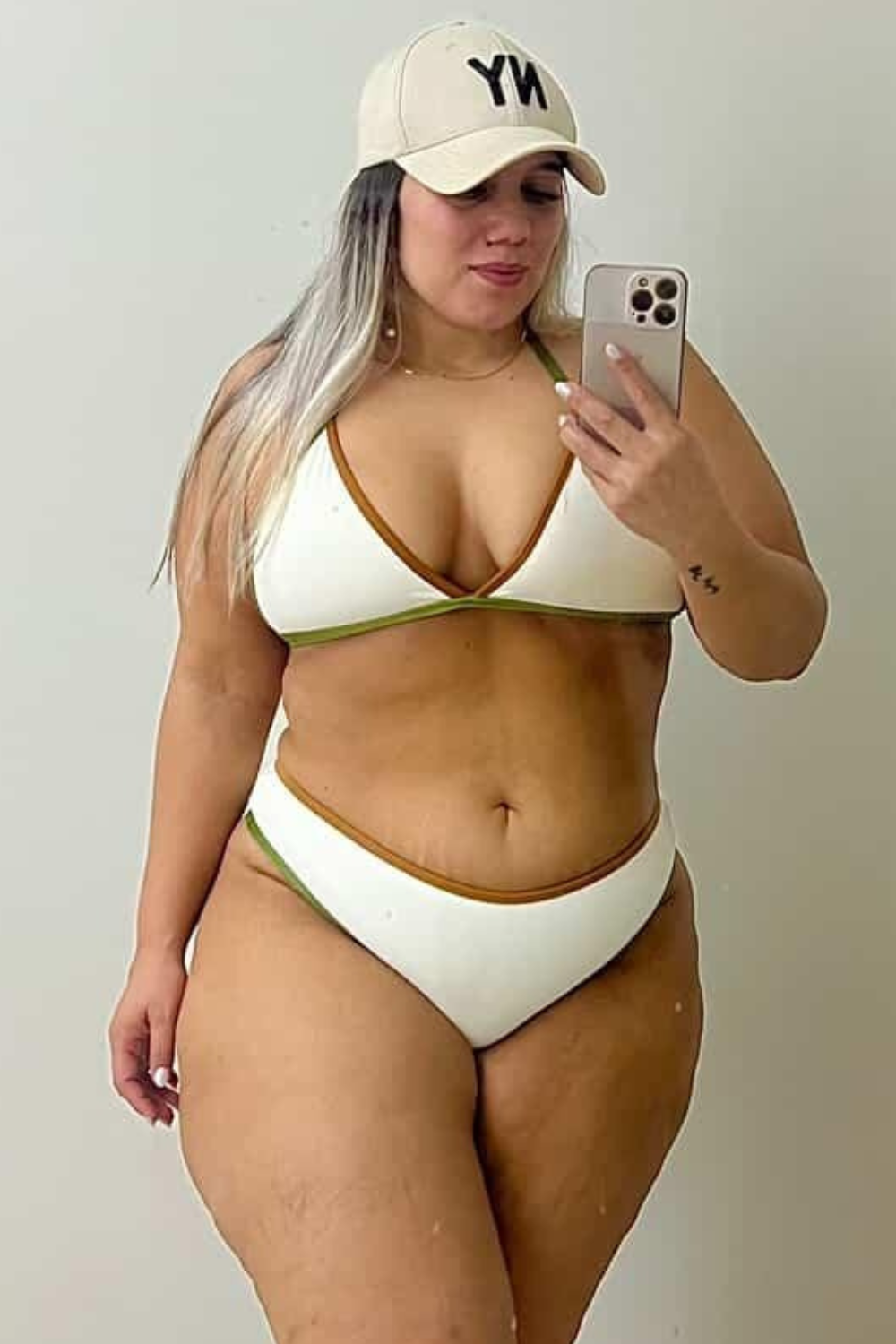 Bikini Triangle with Bottom Hang Glider OliveOff-White Brown