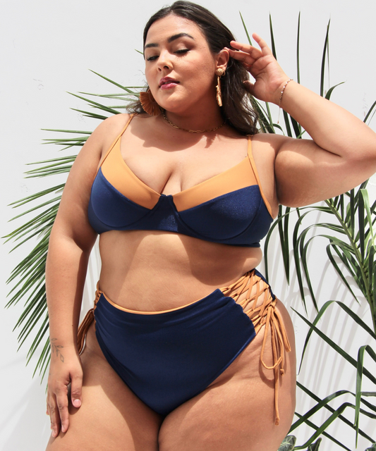 Bikini Meia-Taça Plus Size NavyBrown