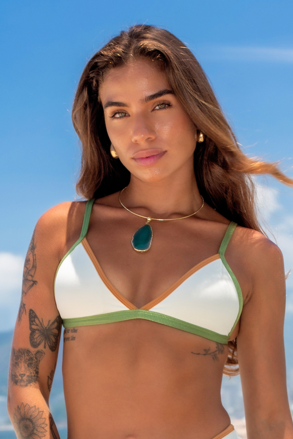 Top Triângulo Off-WhiteBrown Olive