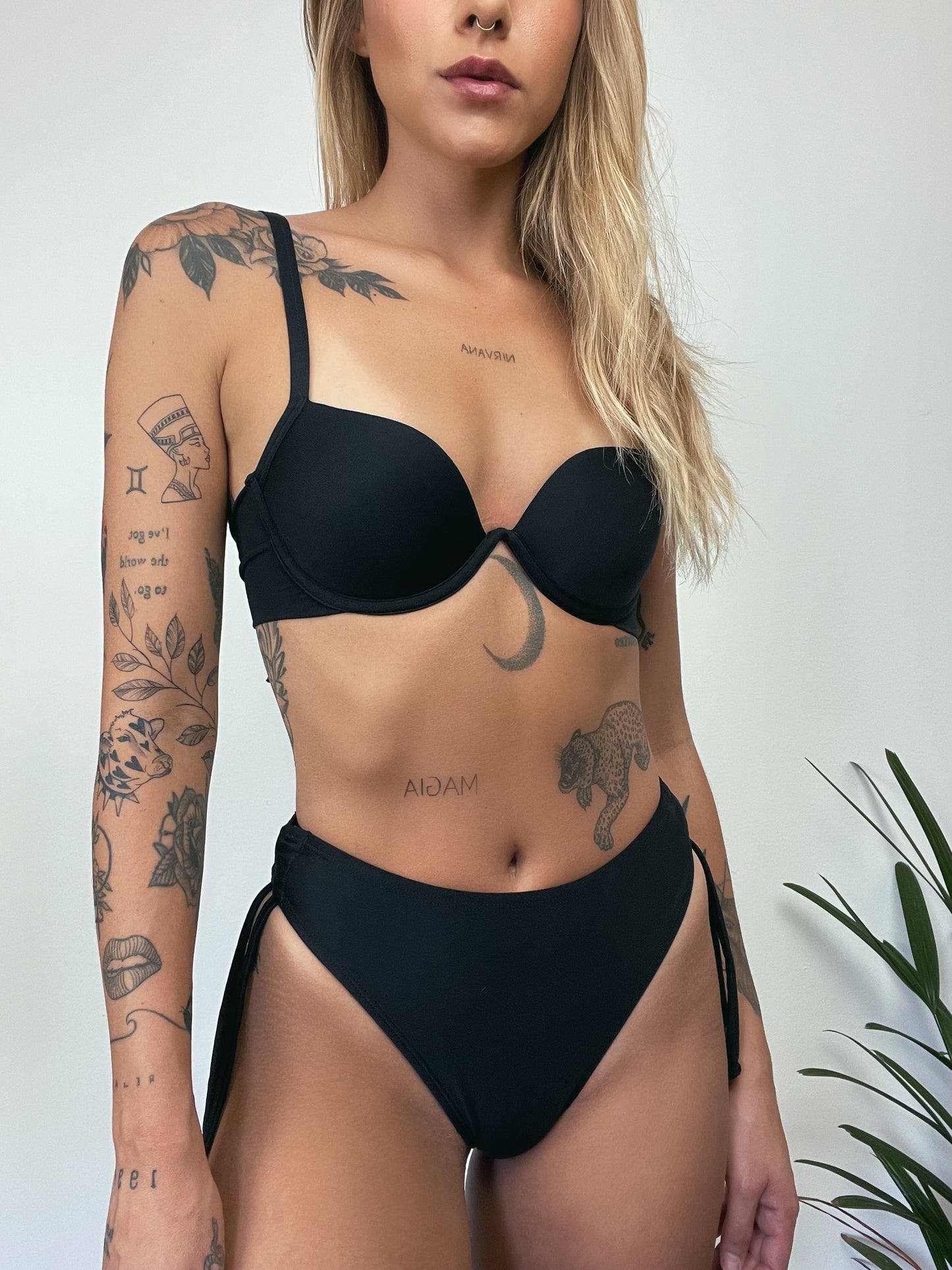 Bottom Bikini Thong Tiras Black