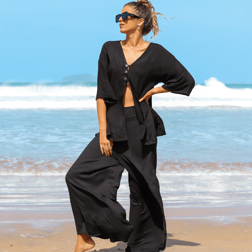 Luna Black Wide Leg Pants
