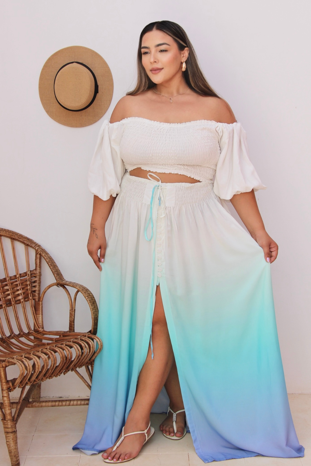 Skirt Maya Plus Size Degradê Blue