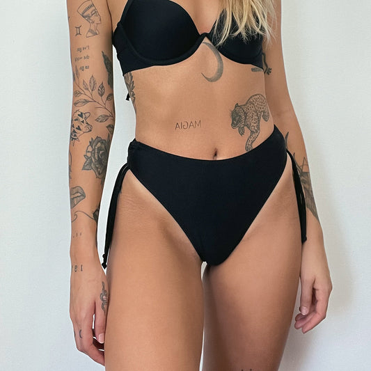 Bottom Bikini Thong Tiras Black