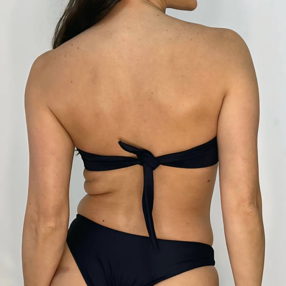 Top Bikini Bandeau Black with Brown